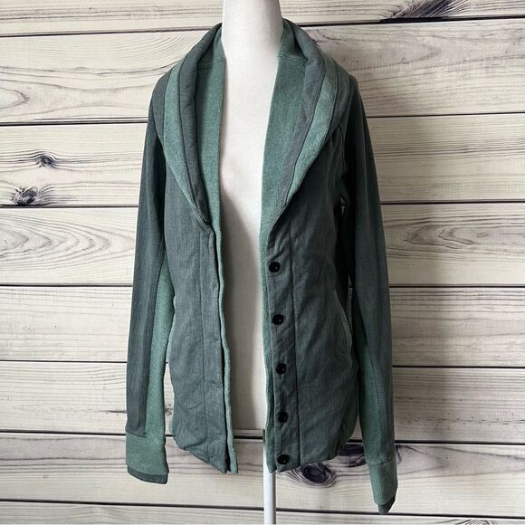 Lululemon To Class Textured Green Button Down Double Collar Cardigan Jacket - Picture 13 of 15